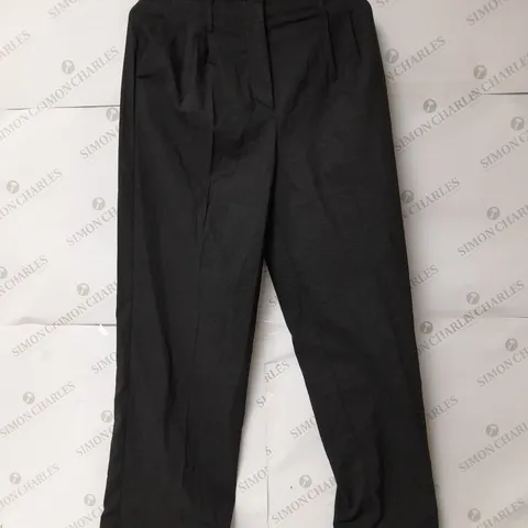 BERSHKA WIDE LEG PLEATED TROUSERS IN DARK GREY SIZE 8