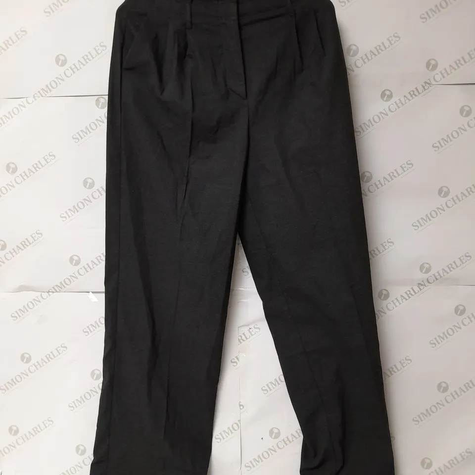 BERSHKA WIDE LEG PLEATED TROUSERS IN DARK GREY SIZE 8