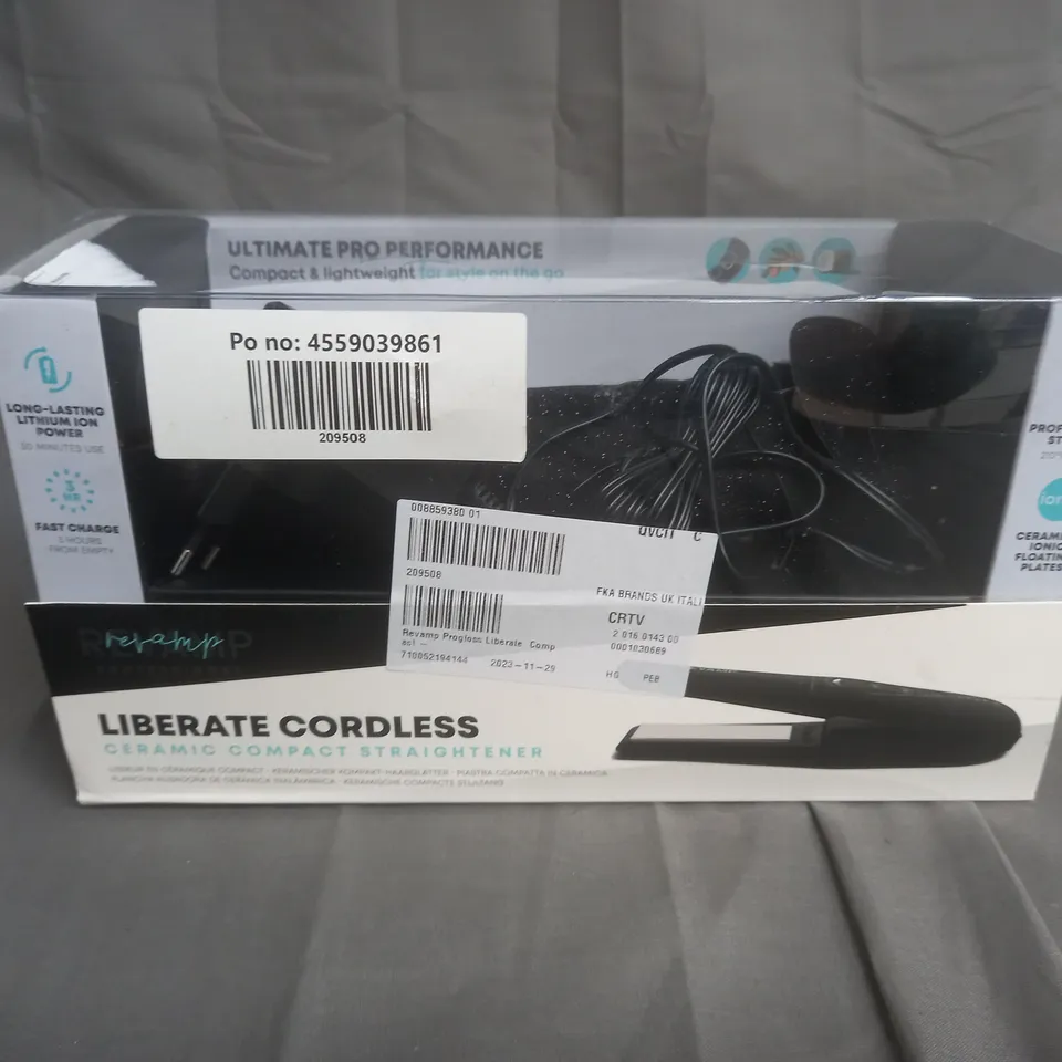 BOXED REVAMP LIBERATE CORDLESS CERAMIC COMPACT STRAIGHTENERS 