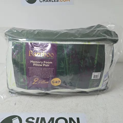 SNOOZEVILLE BAMBOO DREAMS MEMOORY FOAM PILLOW PAIR GREEN (70X45CM)