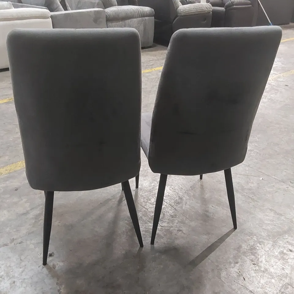 SET OF 2 QUALITY DESIGNER VELVET DARK GREY DINING CHAIRS