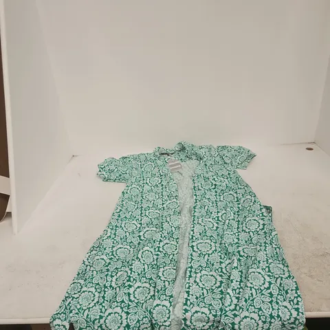 KIRA SHIRT DRESS - GREEN FLORAL, UK SIZE 12 - GREENARTS WYJ050 (CREW CLOTHING COMPANY LABEL)