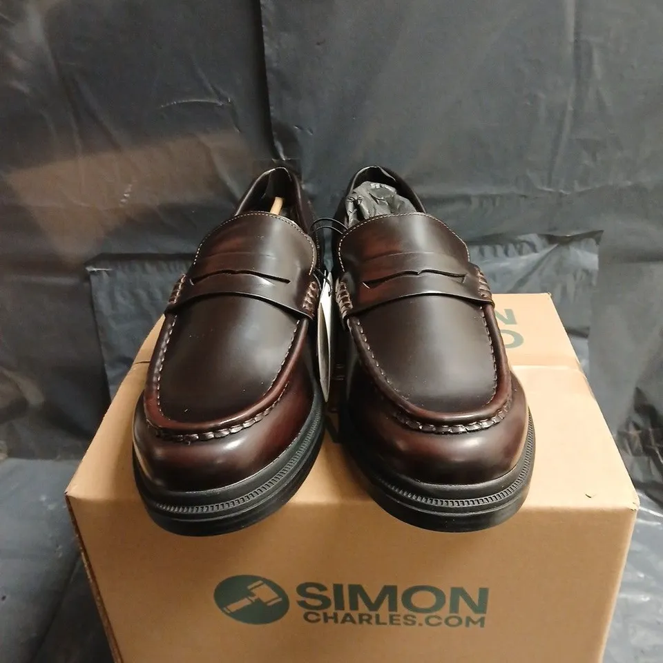 BERSHKA BROWN LEATHER LOAFERS – MEN'S DRESS SHOES UK 10