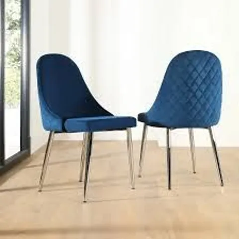 BOXED RICCO DINING CHAIR, BLUE CLASSIC VELVET & CHROME 