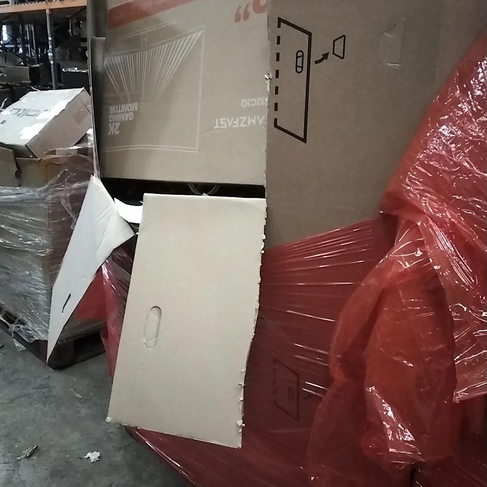 PALLET OF HOUSEHOLD ITEMS TO INCLUDE TOILET SEAT,TOILET PAPER, CRAFT WOK,32 INCH GAMING MONITOR AND OTHER ASSORTED ITEMS...