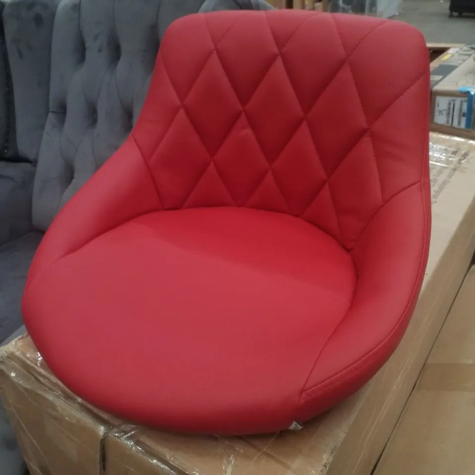 BOXED SET OF 2 RED LEATHER BAR STOOLS
