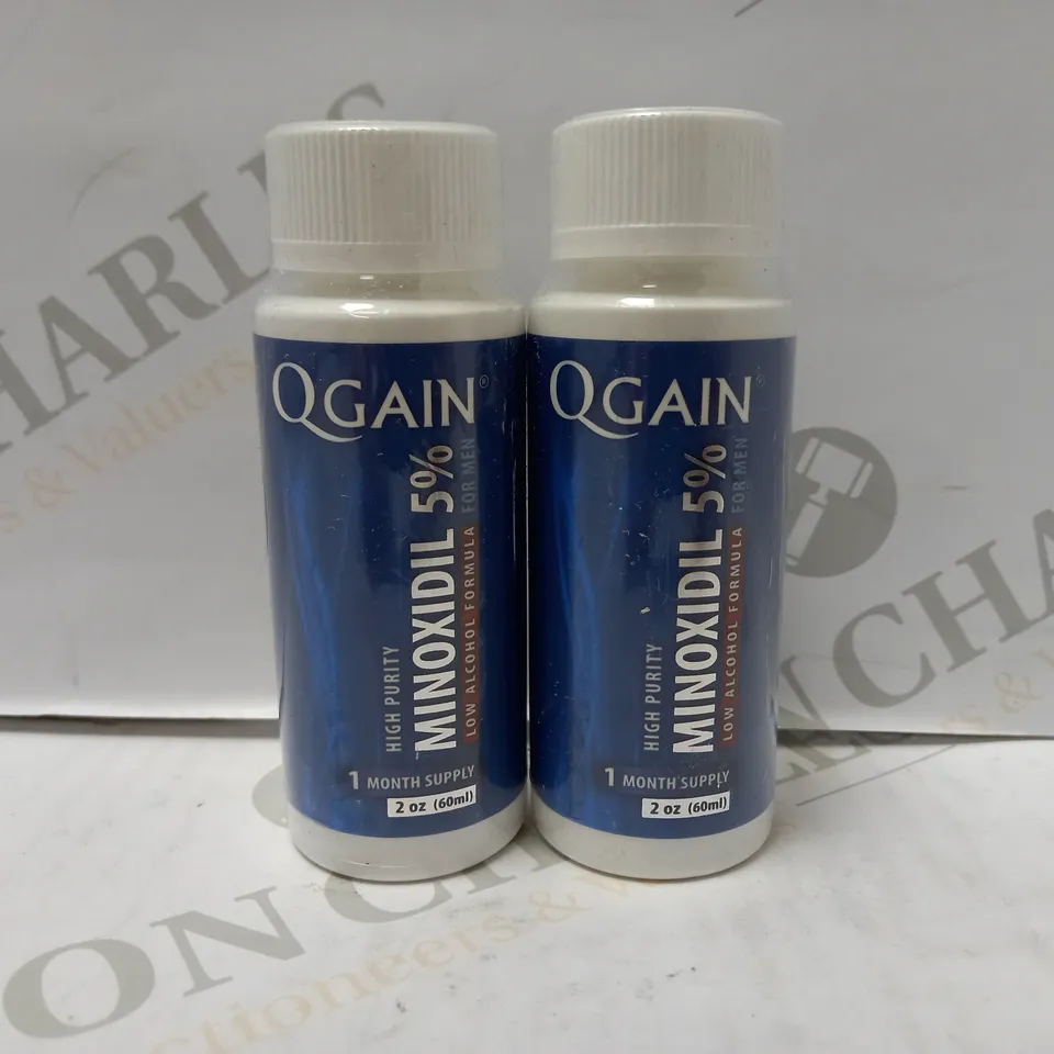 LOT OF 2 X 60ML QGAIN MINOXIDIL HAIR GROWTH LIQUID FOR MEN 