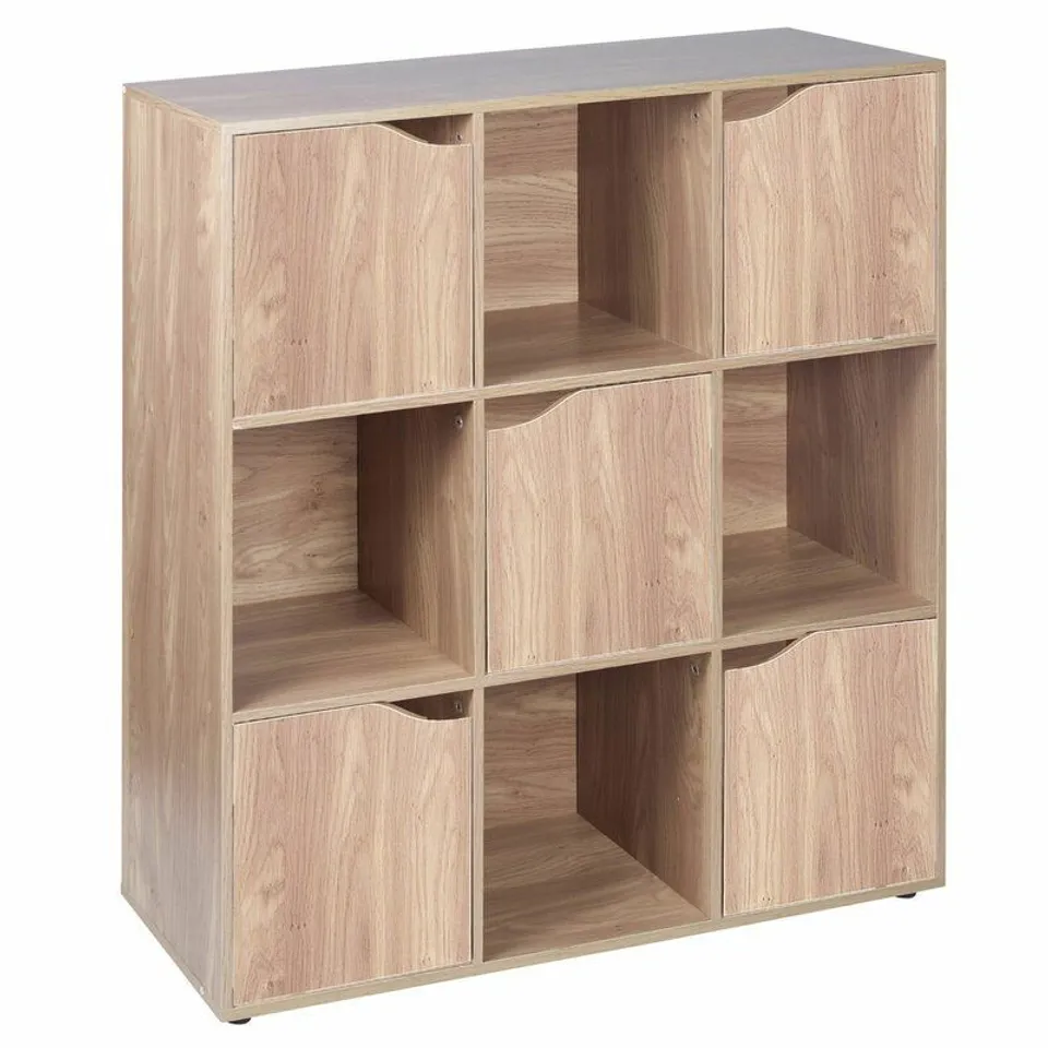 BOXED URBAN LIVING SWARNA 9 CUBE BOOKCASE- OAK