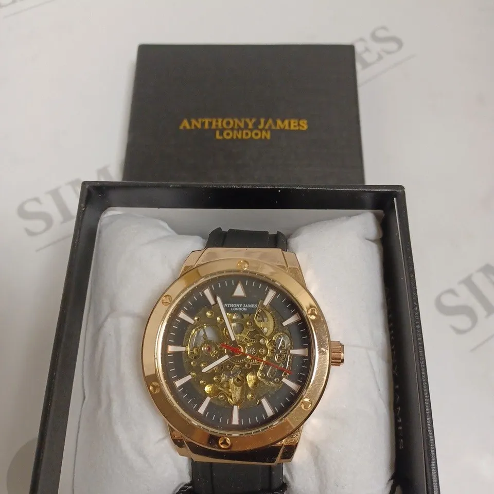 BOXED ANTHONY JAMES LIMITED EDITION EXPEDITE WATCH - BLACK & GOLD