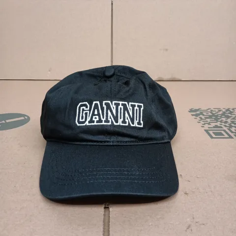 GANNI BASEBALL CAP β BLACK WITH WHITE LOGO