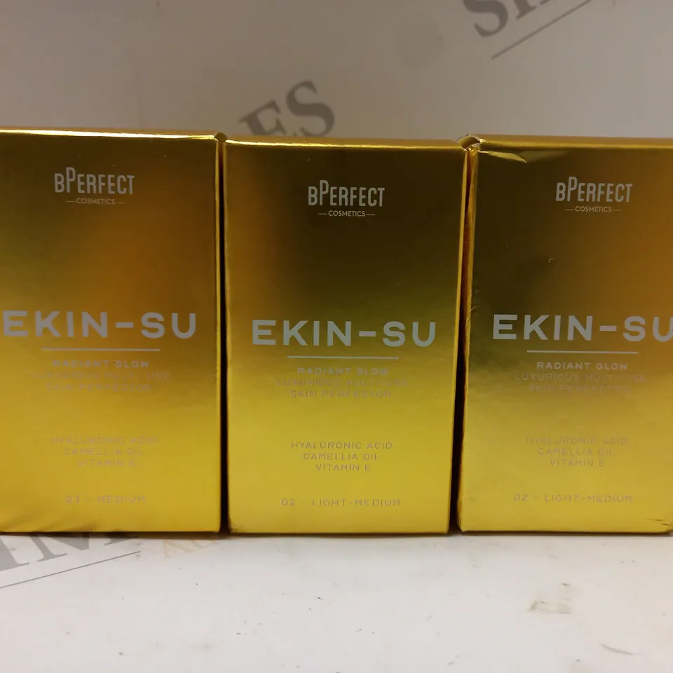 BOX OF 3 BPERFECT X EKIN-SU RADIANT GLOW SKIN PERFECTORS - 2 X 02 LIGHT/MEDIUM, 1 X 03 MEDIUM 