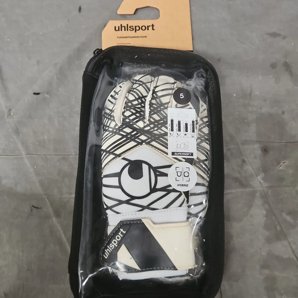 UHLSPORT PREDICTION SUPERSOFT HYBRID GOALKEEPR GLOVES - SIZE 5