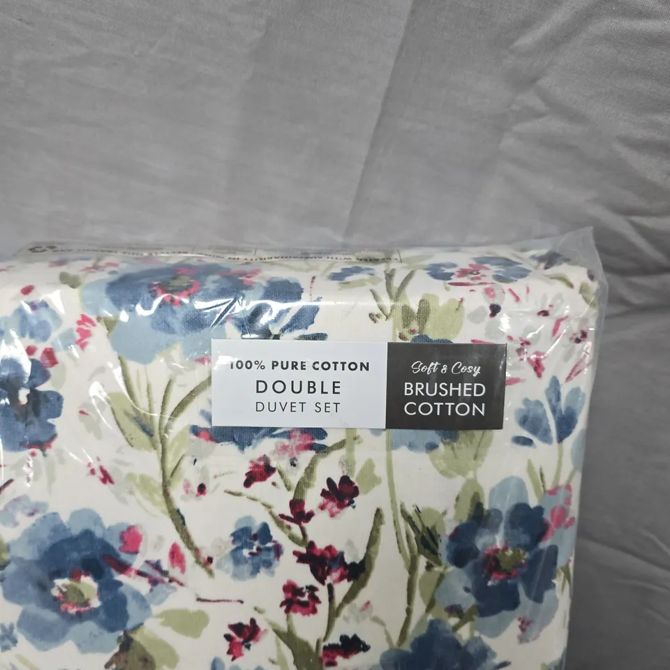 BIANCA FINE LINENS DOUBLE DUVET SET – FLORAL PRINT, 100% PURE COTTON, BRUSHED FINISH