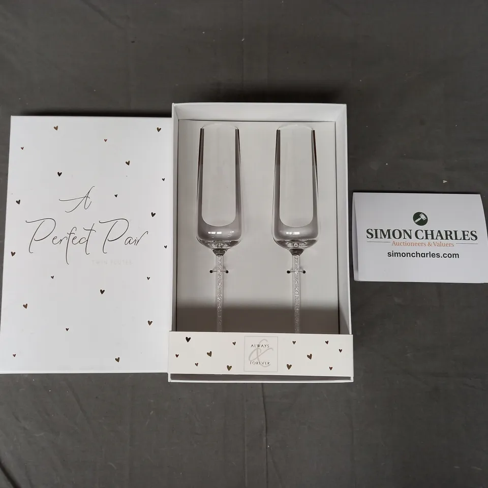 BOXED ALWAYS & FOREVER A PERFECT PAIR TWIN FLUTES