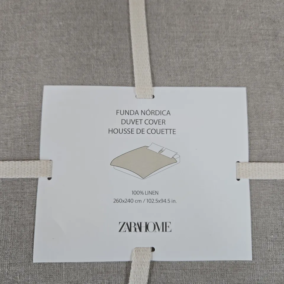 ZARA HOME DUVET COVER – 100% LINEN, 260 × 240 CM (102.5 × 94.5 IN) – LIGHT GREY