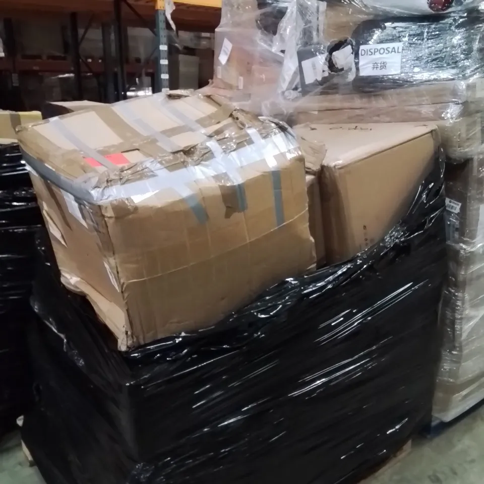 PALLET OF ASSORTED HOUSEHOLD GOODS AND PRODUCTS TO INCLUDE;BABY SEAT,AMPLIFIER