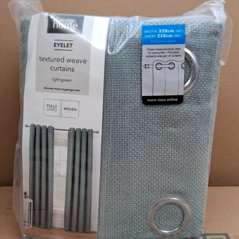 BOX OF APPROXIMATELY 4 BRAND NEW SEALED EYELET TEXTURED WEAVE CURTAINS W 228CM X D 228CM