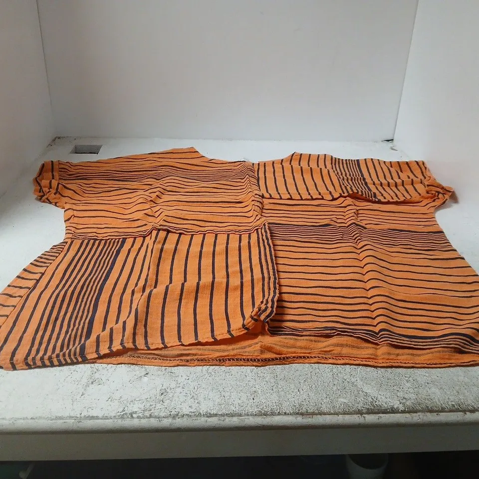 SARAH TEMPEST ORANGE WITH BLUE  STRIPES TOP 