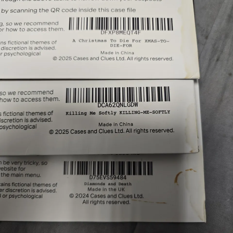 CASES & CLUES MYSTERY BOX SET – 3-PACK: A CHRISTMAS TO DIE FOR; KILLING ME SOFTLY; DIAMONDS & DEATH