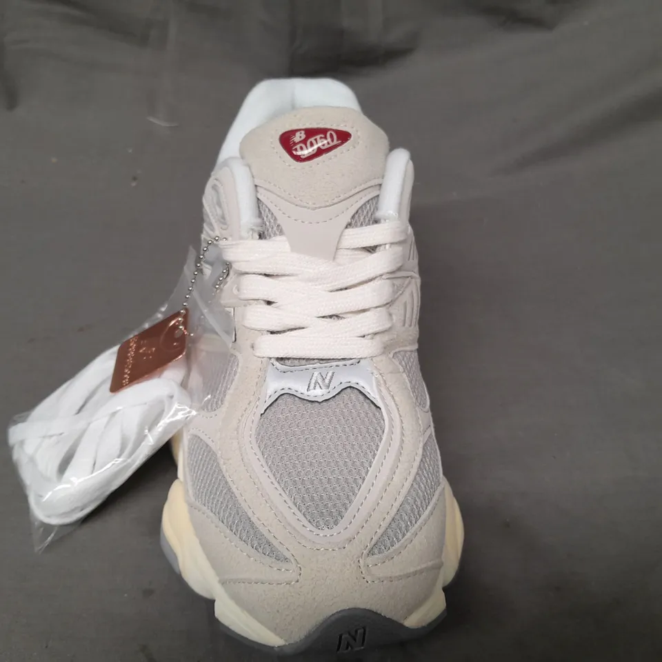 BOXED PAIR OF NEW BALANCE 9060 SHOES IN CREAM/BEIGE UK SIZE 6.5
