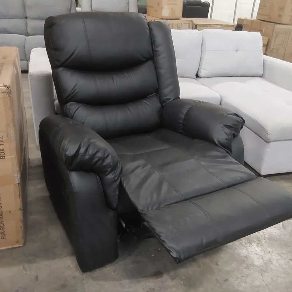 QUALITY DESIGNER MANUAL RECLINING FAUX LEATHER ARMCHAIR