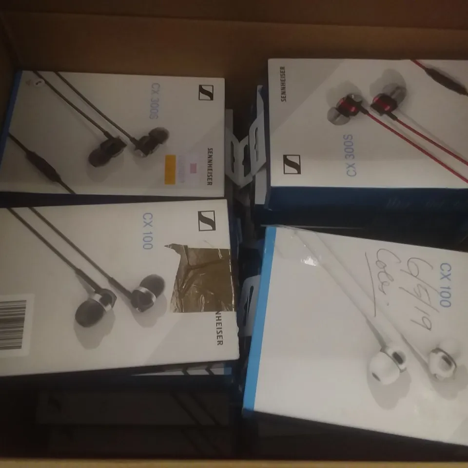 BOX OF 26 ASSORTED SENNHEISER CX100 & CX300S EARPHONES 