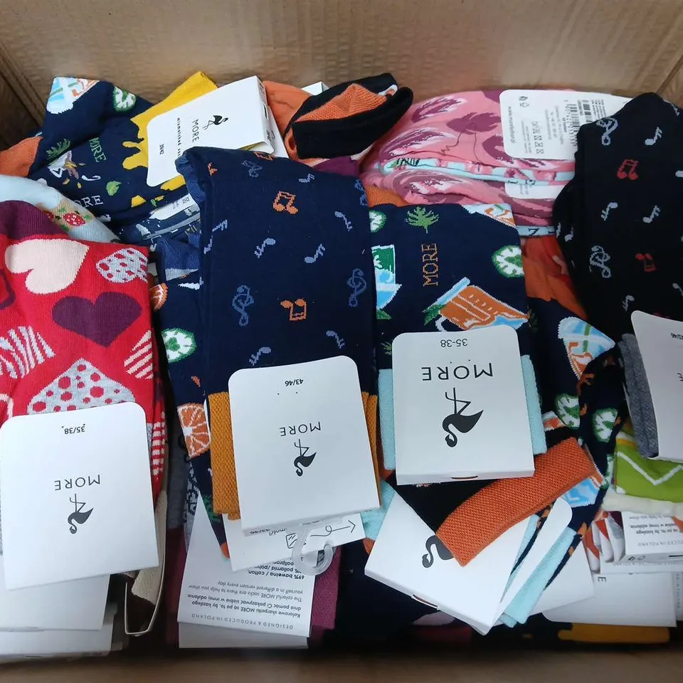 APPROXIMATELY 50 ASSORTED MORE BRANDED SOCKS IN VARIOUS SIZES AND COLOURS