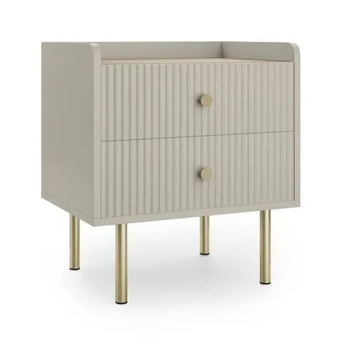 BOXED GEORGI 2 DRAWER BEDSIDE TABLE - NATURAL (1 BOX)