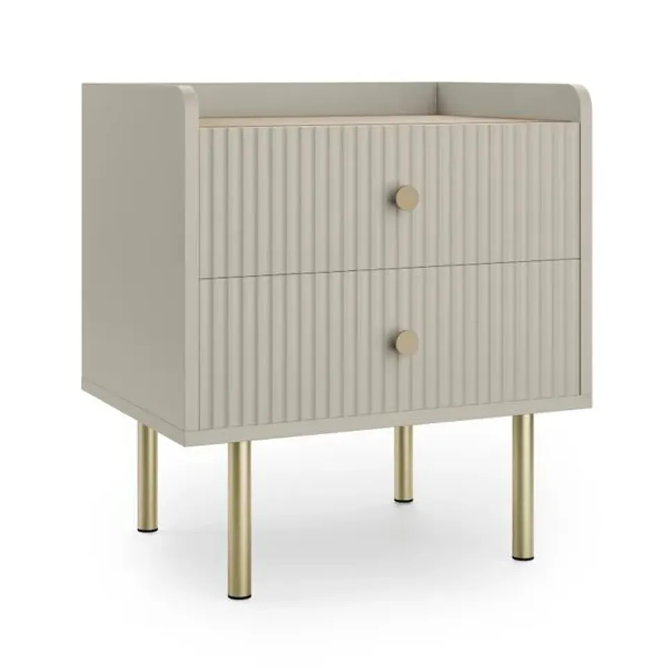 BOXED GEORGI 2 DRAWER BEDSIDE TABLE - NATURAL (1 BOX)