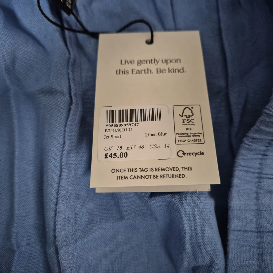 NOBODY'S CHILD JET SHORTS – LINEN BLUE, UK 18