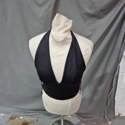 WOMEN'S BLACK HALTER-NECK CROP TOP WITH WAIST TIES SZIE M