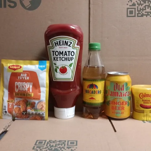 APPROXIMATELY 10 ASSORTED FOOD AND DRINK ITEMS TO INCLUDE KETCHUP, GINGER BEER, ETC