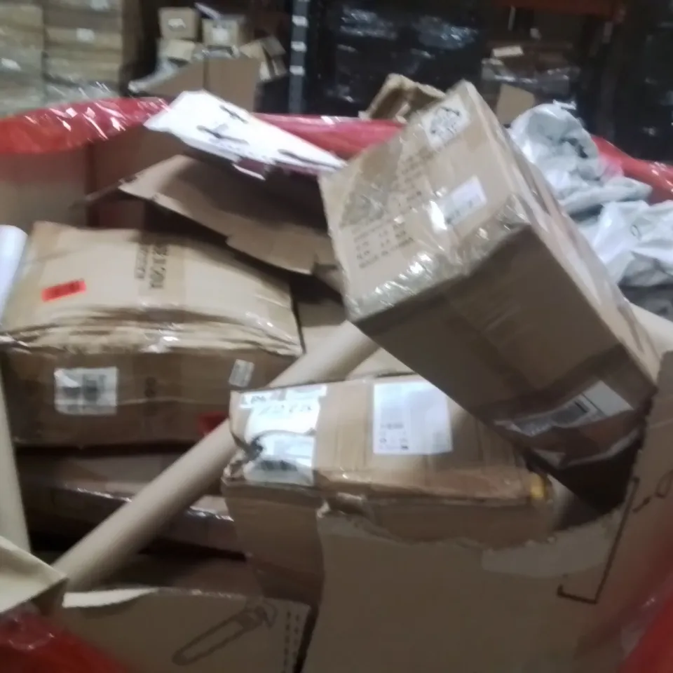 PALLET OF ASSORTED HOUSEHOLD GOODS AND PRODUCTS TO INCLUDE;MAGNETIC BOARD,CEILING FAN,SCOOTER