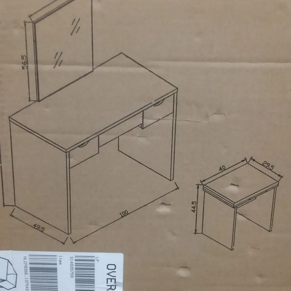 ELIZABETH DRESSING TABLE SET IN OAK/WHITE (BOX 1 OF 1)
