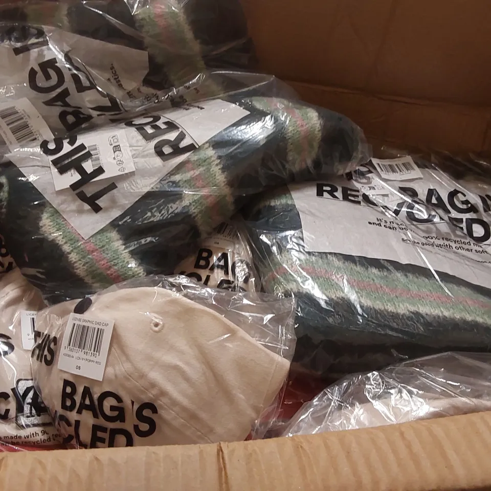 PALLET CONTAINING A LARGE QUANTITY OF BRAND NEW PRODUCTS INCLUDING: ASSORTED CLOTHING, SWEATSHIRTS, CAPS, SHIRTS, JACKETS ECT