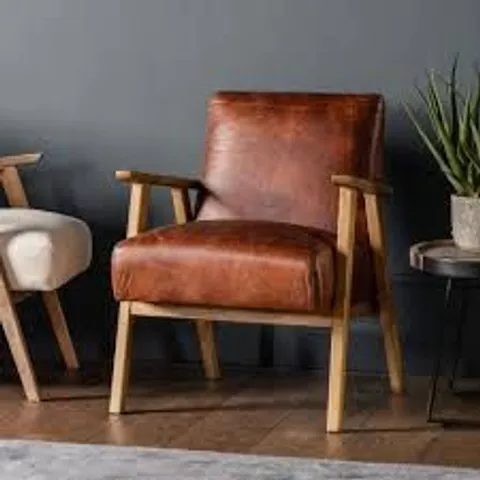 BOXED NEYLAND ARMCHAIR IN BROWN
