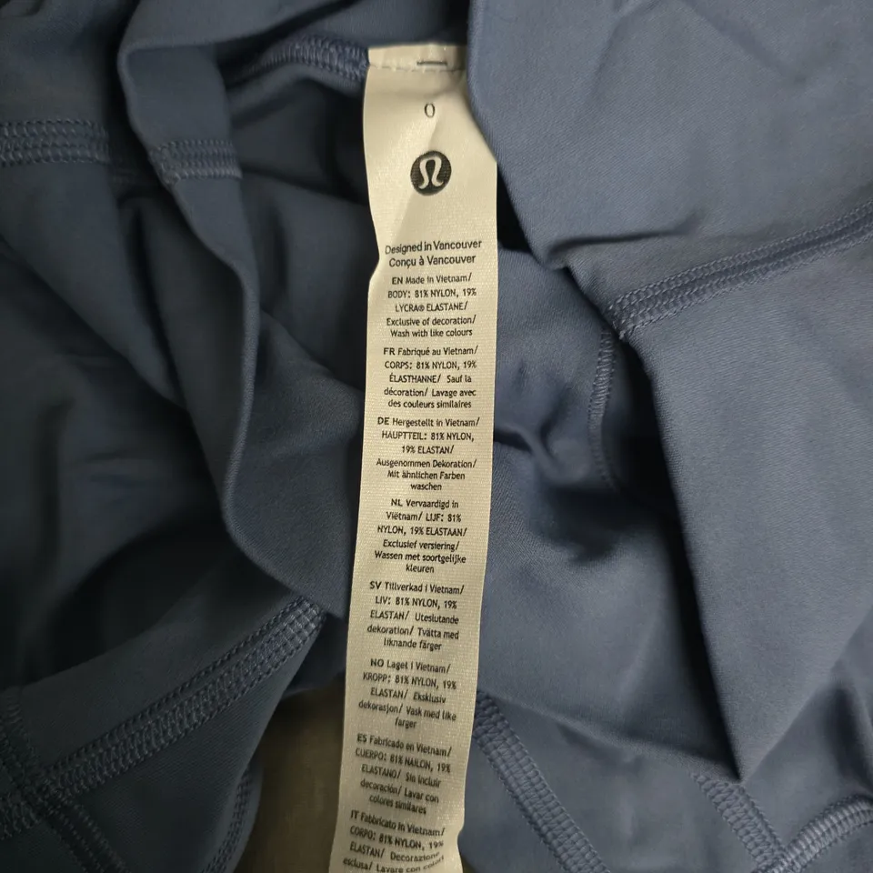 LULULEMON ALIGAN HR SHORT 4" IN BLUE - SIZE 0