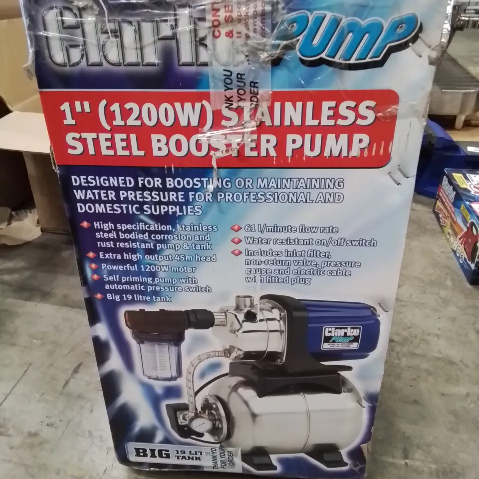 BOXED CLARKE PUMP 1" (1200W) STAINLESS STEEL BOOSTER PUMP