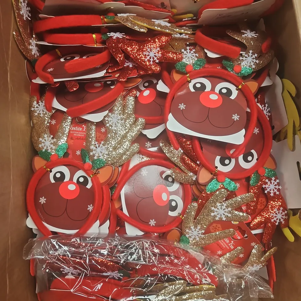 APPROXIMATELY 50 FESTIVE FUN GLITTER REINDEER HEADBANDS