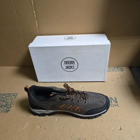 URBAN JACKS HIKING SHOES β GREY/BLACK WITH ORANGE ACCENTS - UK SIZE 12