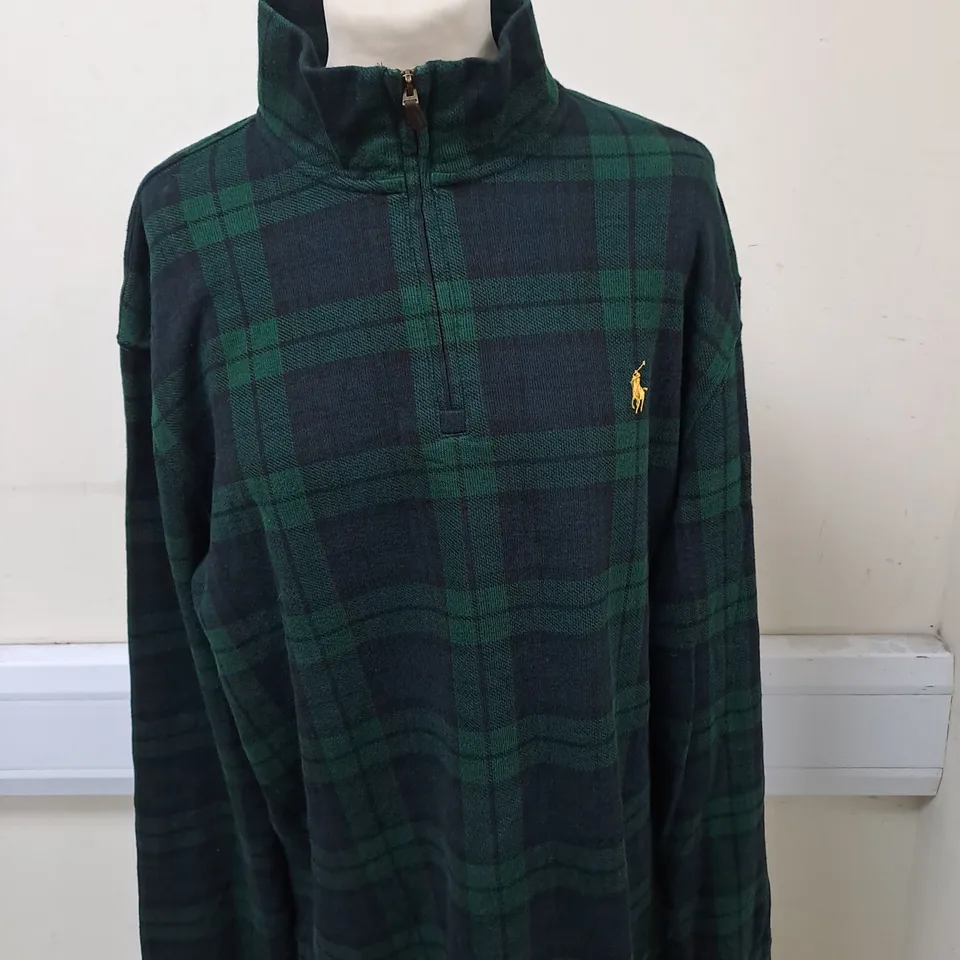 POLO RALPH LAUREN HALF ZIP CHEQUERED FLEECE SIZE L 