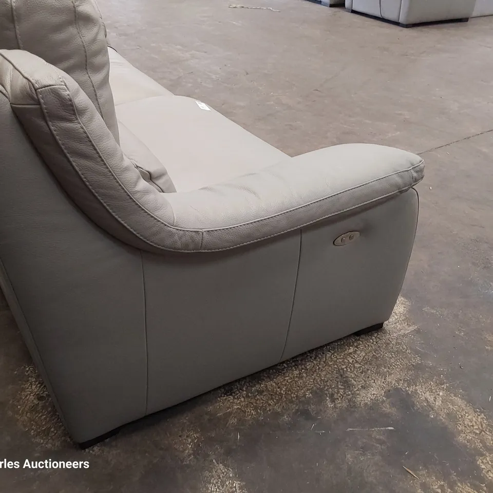QUALITY ITALIAN DESIGNER DEGANO POWER RECLINING THREE SEATER SOFA GREY LEATHER 