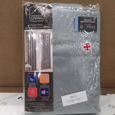BRAND NEW ENHANCED LIVING BLACK OUT THERMAL CURTAINS - 168CM X 229CM (DUCK EGG)
