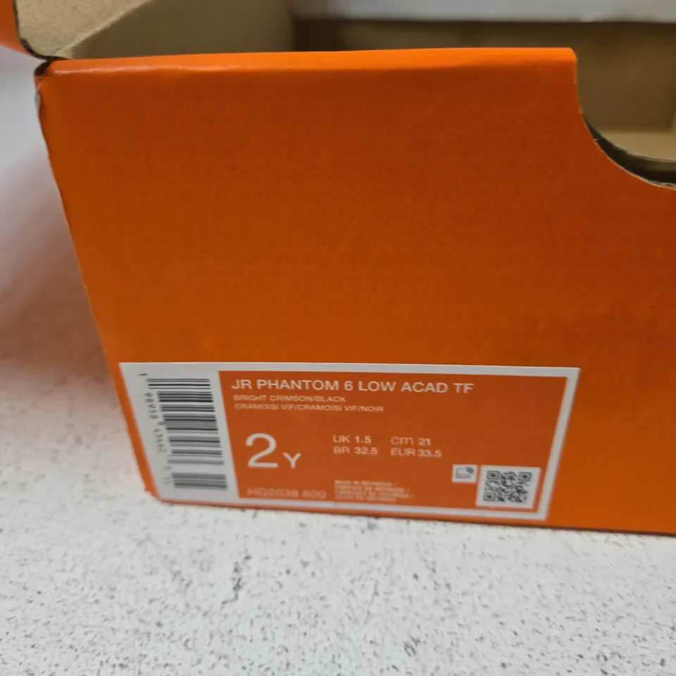 NIKE JR PHANTOM 6 LOW ACADEMY TF FOOTBALL BOOTS – BRIGHT CRIMSON/BLACK, UK 1.5