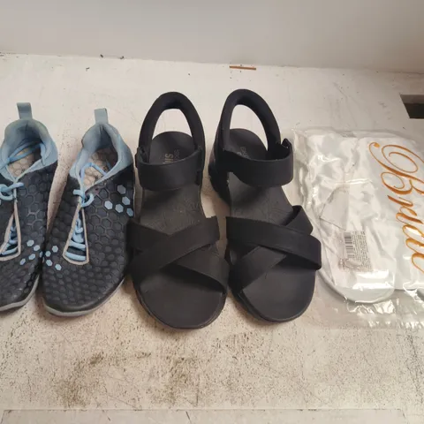 BOX OF APPROXIMATELY 10 ASSORTED PAIRS OF SHOES AND FOOTWEAR ITEMS IN VARIOUS COLOURS, STYLES, AND SIZES - COLLECTION ONLY