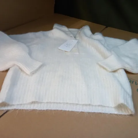 SEZANE CREAM SOFT KNIT JUMPER - XS