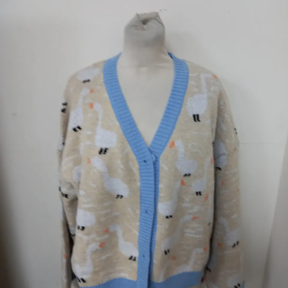 CIDER KNITTED SWAN PATTERN CARDIGAN SIZE UNSPECIFIED