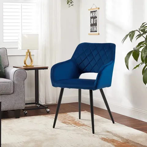 BOXED SET OF 2 STYLISH KIERAN DINING CHAIRS [BLUE VELVET]