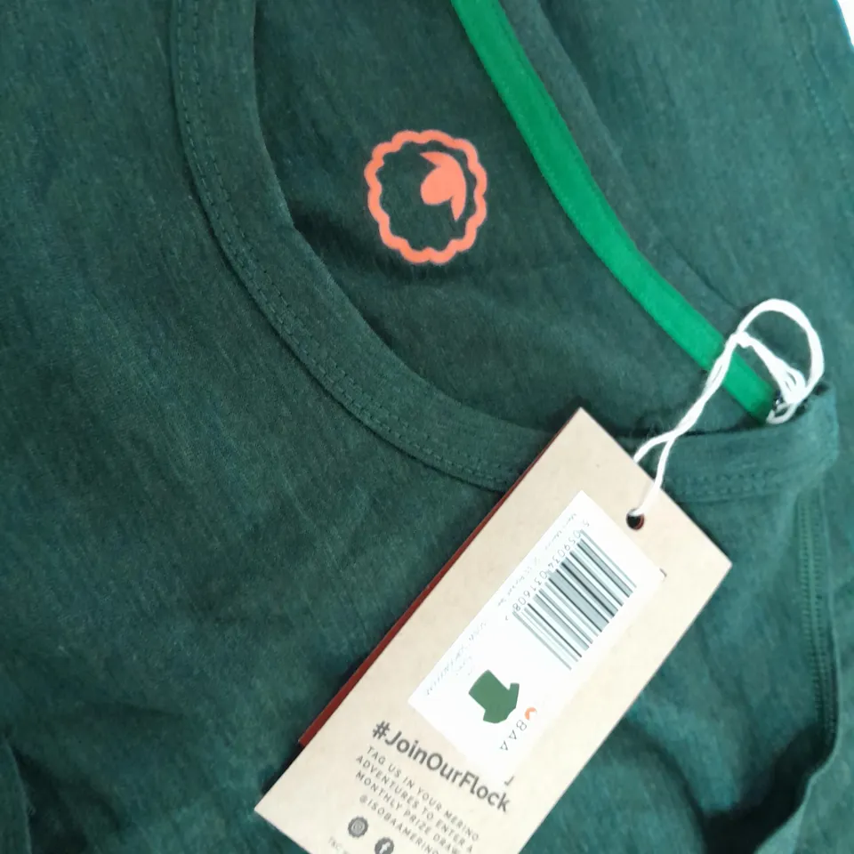 ISO BAA MENS MERINO SS POCKET TEE IN GREEN - L