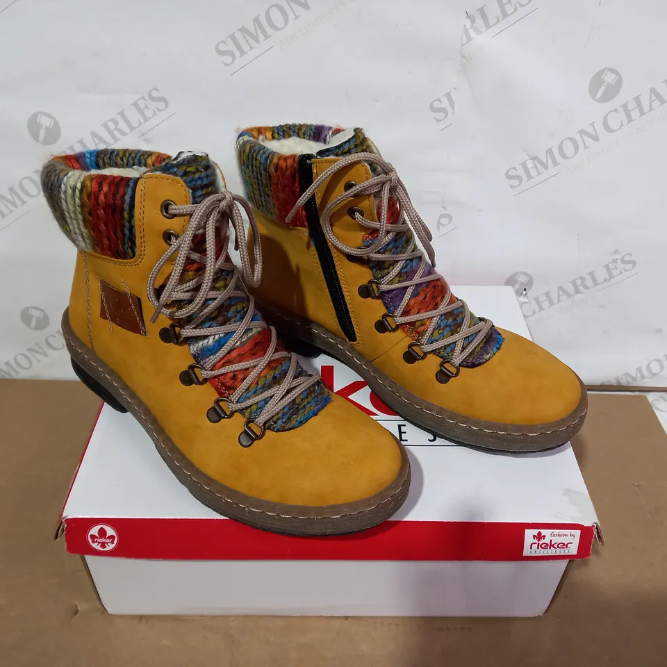 BOXED PAIR OF RIEKER BOOTS - SIZE 39